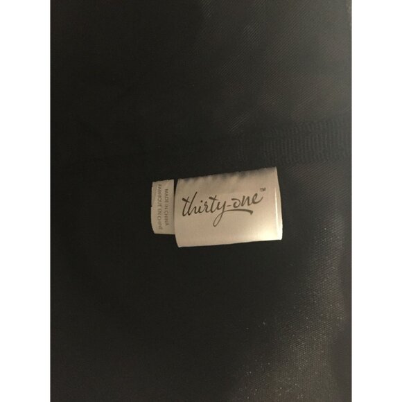 Thirty-One Bows & Brushes Grey Canvas Tote Bag Yellow & White Embroidery Pockets - Picture 6 of 11